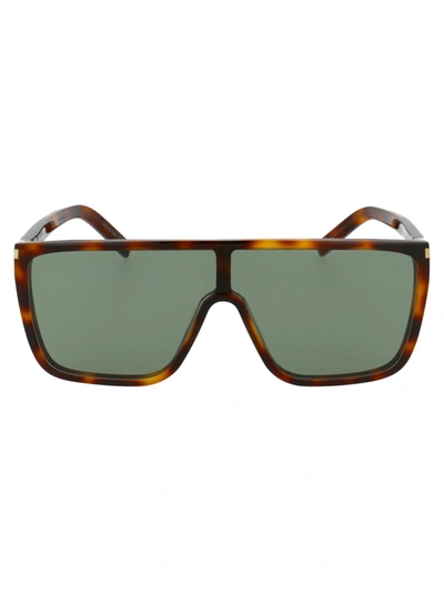 Saint Laurent Sl 364 Mask Ace Sunglasses In Brown