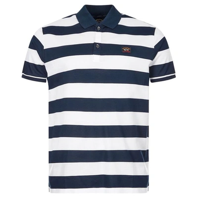 Paul And Shark Stripe Polo Shirt In Navy
