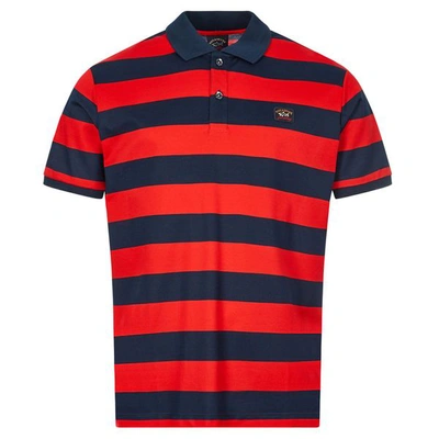 Paul And Shark Stripe Polo Shirt In Red