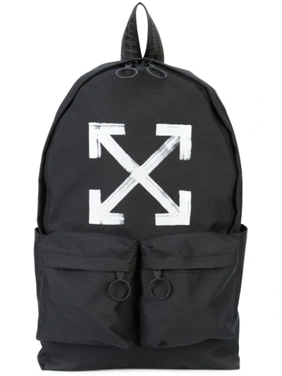 Off-white Brushed Cross-fire Cotton-canvas Backpack In Black