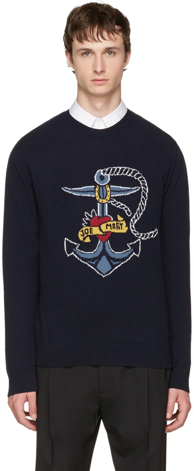 Valentino Navy 'joe Mary' Hook Sweater