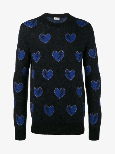 Saint Laurent Black Heart And Lightning Bolt Sweater