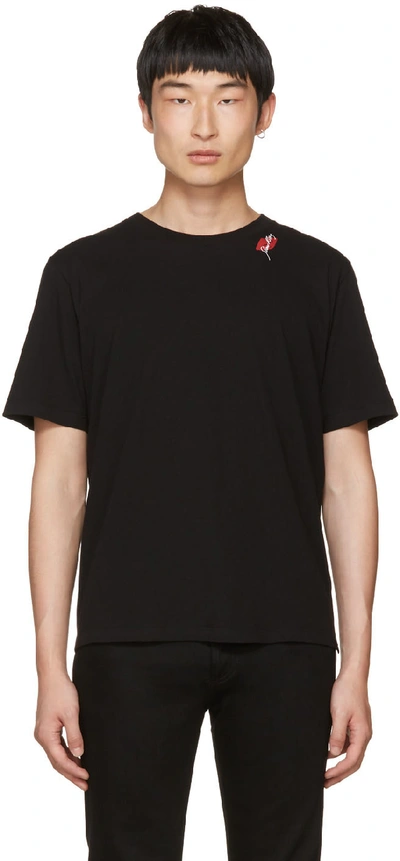 Saint Laurent Slow Kissing Cotton Jersey T-shirt In Black