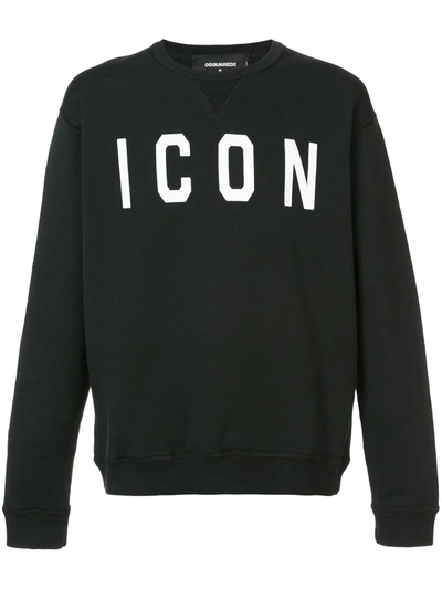 Dsquared2 Icon Printed Cotton Jersey Sweatshirt In Black