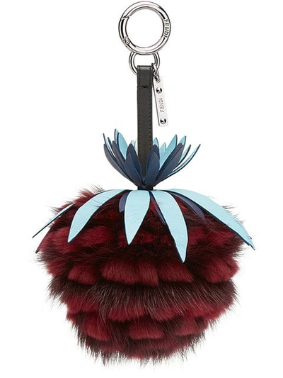 Fendi Pineapple Shaped Fur Bag Charm, Red