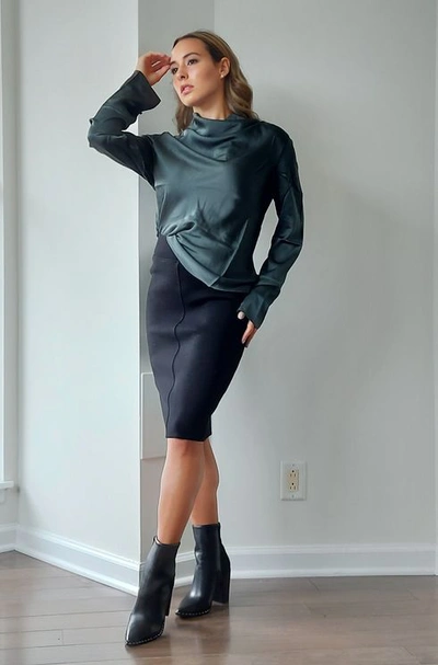 Maska Aurora Knitted Wool Pencil Skirt In Black