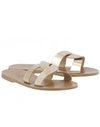 Ancient Greek Sandals Desmos Flat Cutout Leather Slides In Platinum