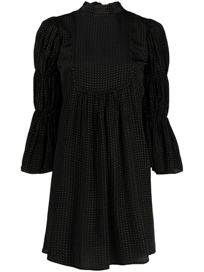 Bytimo Metallic Crepe De Chine Mini Dress In Black