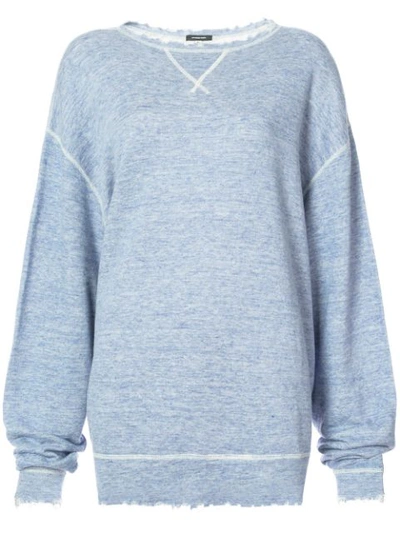 R13 Oversized Distressed Linen And Cotton-blend Sweatshirt In Blue