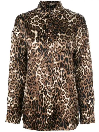 R13 Boy Leopard-print Silk Shirt In Khaki