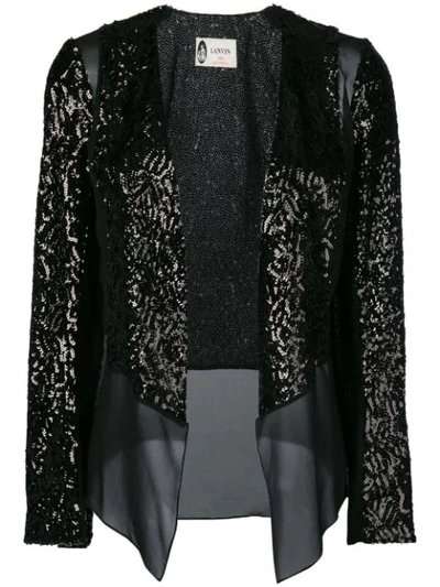 Lanvin Sequin Panel Silk Chiffon Jacket In Black