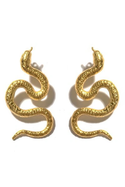 Natia X Lako Small Snake Earrings In Gold