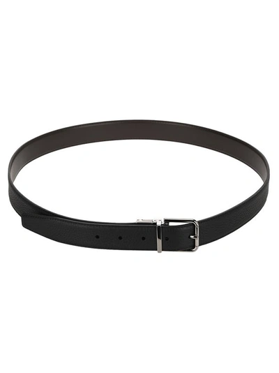 Dolce & Gabbana Reversible Leather Belt In Black + Moka