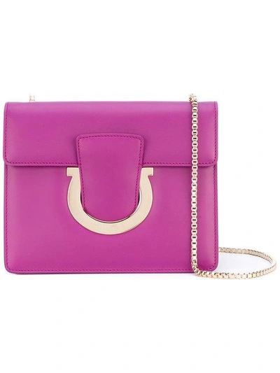 Ferragamo Leather Shoulder Bag In Pink & Purple