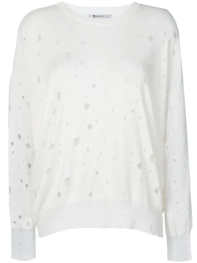 Alexander Wang Oversized Knit Crewneck Sweater In White