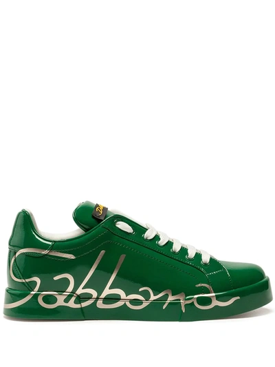 Dolce & Gabbana Italian Flag Portofino Sneakers In Green