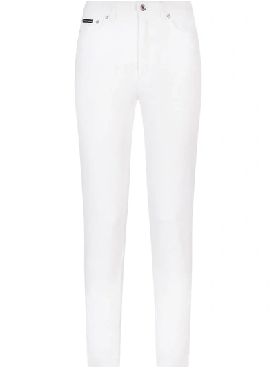 Dolce & Gabbana Audrey High Waist Ankle Skinny Jeans In White
