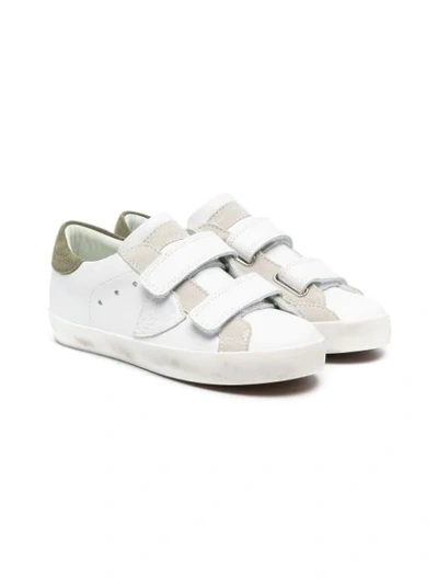Philippe Model Kids' Logo-patch Touch-strap Trainers In White