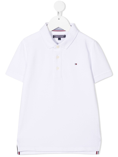 Tommy Hilfiger Junior Teen Embroidered Logo Polo Shirt In White