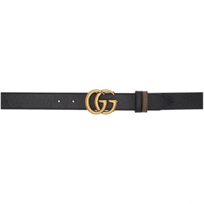 Gucci Reversible Leather Belt With Double G Buckle In Black