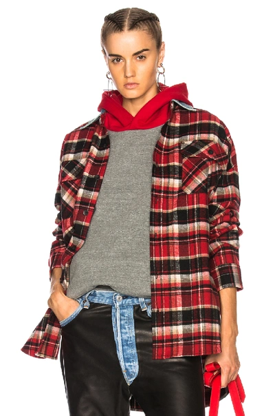 Fear Of God Oversized Flannel Button Down Shirt In Checkered & Plaid,red