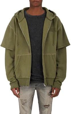 double layered distressed hoodie