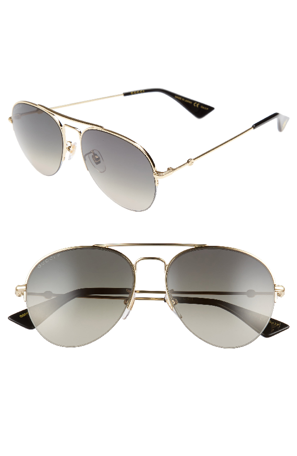 Gucci Polarized Brow Bar Aviator Sunglasses, 57mm In Gold ModeSens