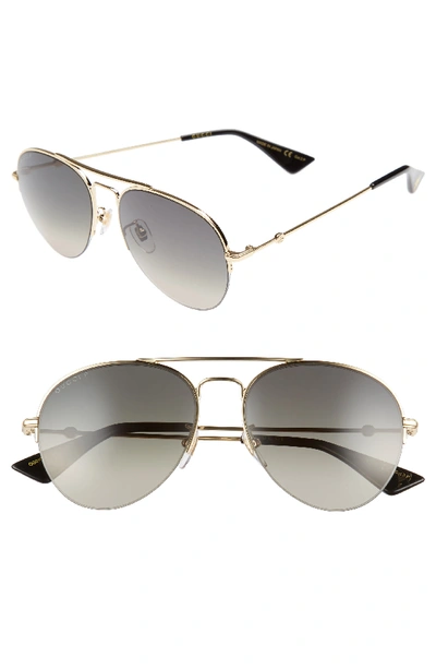 Gucci Polarized Brow Bar Aviator Sunglasses, 57mm In Gold