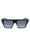 Cutler And Gross 55mm Square Sunglasses In Black/ Black