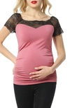 Kimi And Kai Valerie Lace Maternity Top In Rose
