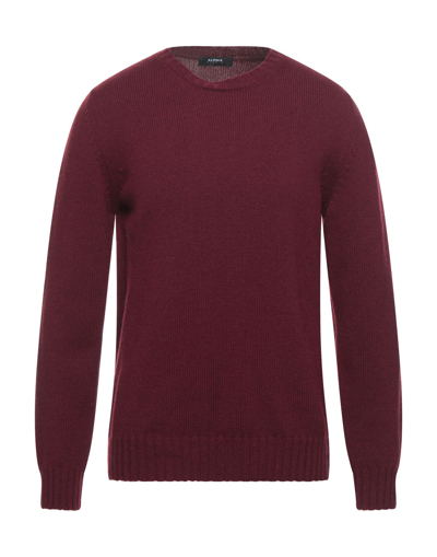 Alpha Studio Sweaters In Maroon