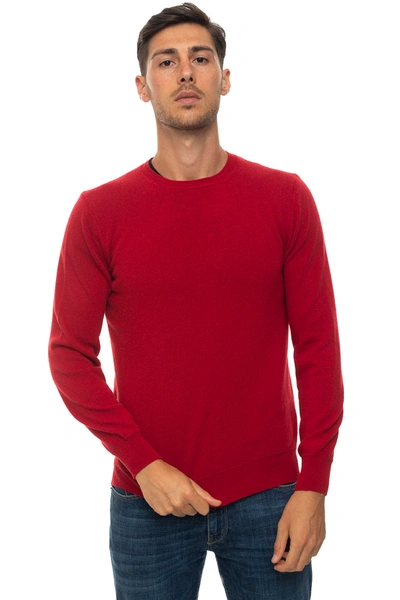 Andrea Fenzi Round-neck Pullover Red Wool Man