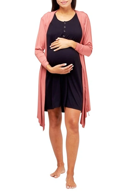 Nom Maternity Second Skin Maternity Robe In Terracotta