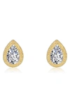 Lafonn Classic Simulated Diamond Stud Earrings In Gold/ Clear Drop