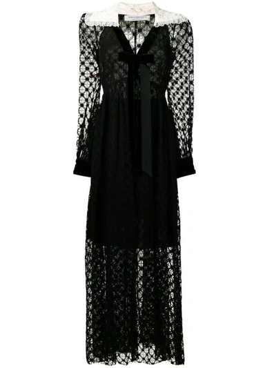 Philosophy Di Lorenzo Serafini Velvet-trimmed Lace Maxi Dress In Black