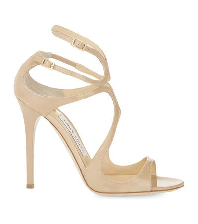 Jimmy Choo Lance 115 Patent-leather Heeled Sandals In Nude