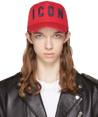Dsquared2 Icon Embroidered Canvas Baseball Hat, Red/blue