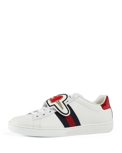 Gucci New Ace Dagger 25 Lace Patch Sneaker In White