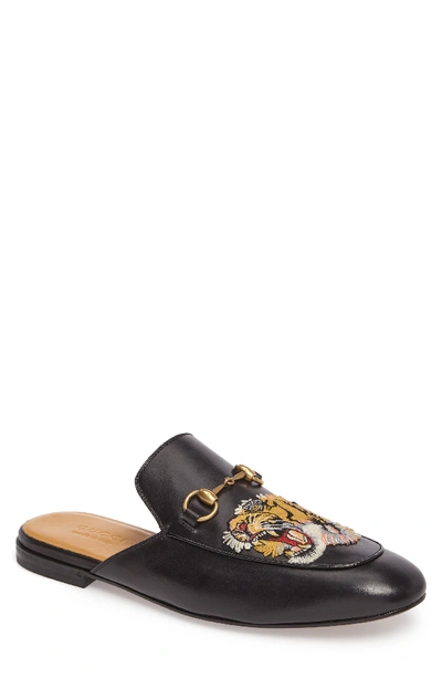 Gucci Kings Embroidered Horsebit Backless Loafers In Nero