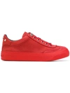 Jimmy Choo Ace Perforated-effect Low-top Nubuck Trainers In Red-stell