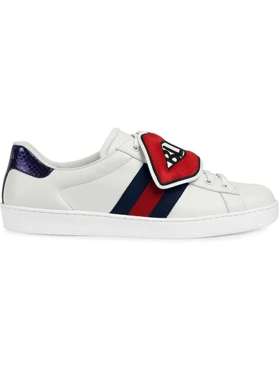 Gucci Men's New Ace Sneakers With Removable Embroideries In White