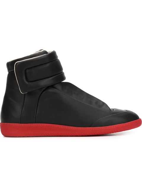 Maison Margiela Black & Red Leather Future High-top Sneakers | ModeSens