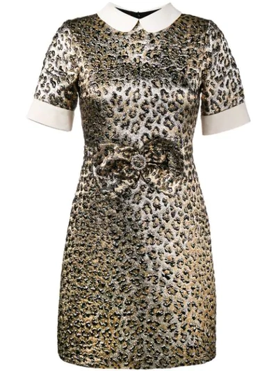Gucci Leopard Jacquard Lame Dress In Black