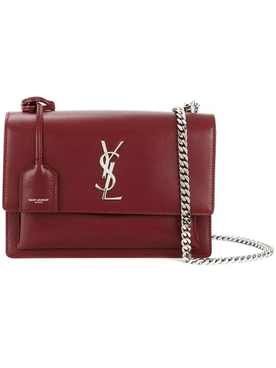 Saint Laurent Medium Sunset Calfskin Leather Shoulder Bag In Bordeaux