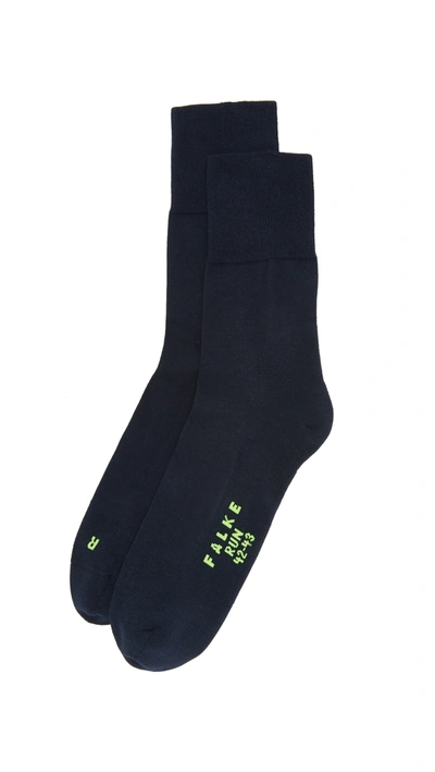 Falke Run Cotton Blend Socks In Marine