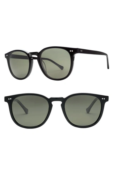 Electric Oak 58mm Round Sunglasses In Gloss Black/ Grey