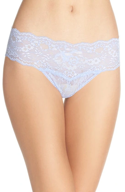 Hanky Panky American Beauty Rose Lace Thong In Bonnie Blue