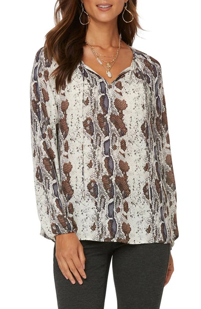 Nydj Peasant Blouse In Cotta Snake