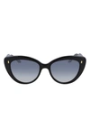 Cutler And Gross 56mm Cat Eye Sunglasses In Black/ Black Gradient