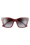 Dolce & Gabbana 53mm Gradient Cat Eye Sunglasses In Bordeaux/ Grey Gradient